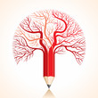 creative red pencil tree branch stock vector