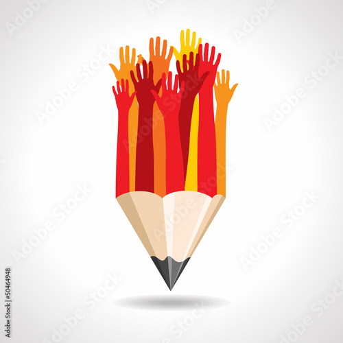 Vector: happy hands with pencil vector happy hands with pencil vector