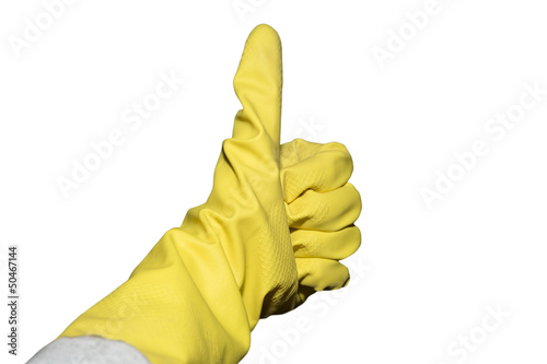 Photo: Yellow Rubber Glove Housecleaning Spring Cleaning Isolated Yellow Rubber Glove Housecleaning Spring Cleaning Isolated