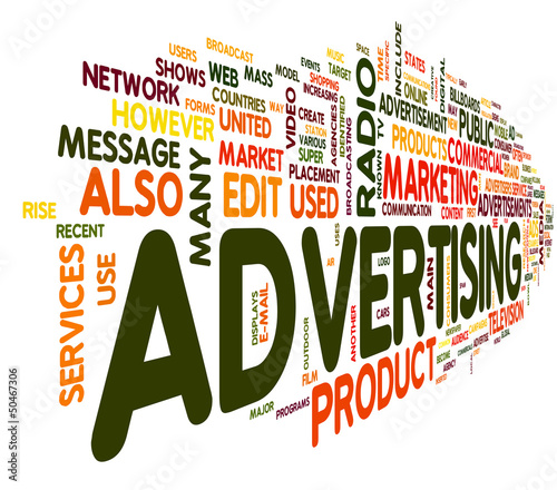 Illustration: Advertising word in tag cloud Advertising word in tag cloud