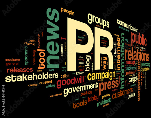 Illustration: Public relations concept in tag cloud Public relations concept in tag cloud