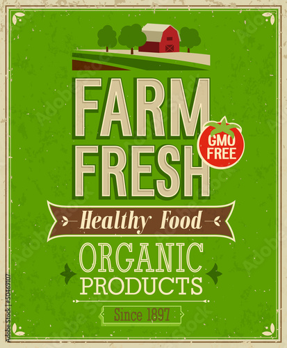Vector: Vintage Farm Fresh Poster. Vector illustration. Vintage Farm Fresh Poster. Vector illustration.