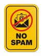 no spam - yellow sign