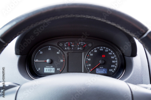 Photo: Car illuminated dashboard closeup Car illuminated dashboard closeup