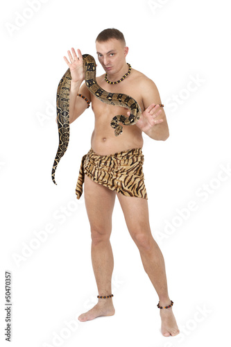 Photo: Man with boa snake Man with boa snake