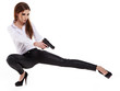 Sexy girl holding a black gun