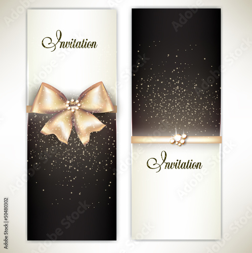 Vector: Greeting cards with white bows and copy space. Vector illustrati Greeting cards with white bows and copy space. Vector illustrati