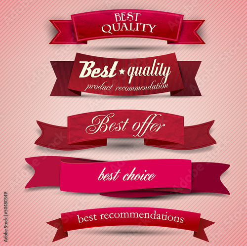 Vector: Set of Superior Quality and Satisfaction Guarantee Ribbons, Labe Set of Superior Quality and Satisfaction Guarantee Ribbons, Labe