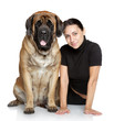 Pretty girl and large dog