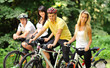 Group of people on a bicycles in a countryside - portrait