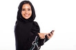 middle eastern woman with smart phone
