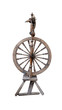 Photo: distaff spinning wheel isolated on white background distaff spinning wheel isolated on white background