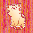 Illustration: Kitten on colorful scribble background Kitten on colorful scribble background