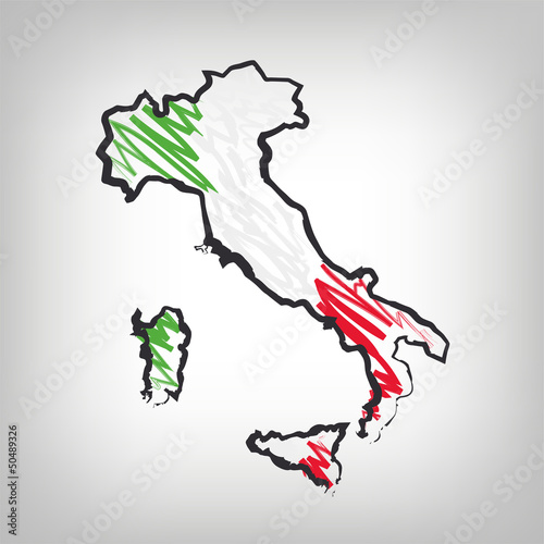 Vector: Italien Karte Zeichnung Italien Karte Zeichnung
