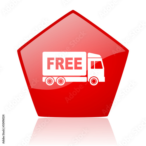 Illustration: free delivery red web glossy icon free delivery red web glossy icon