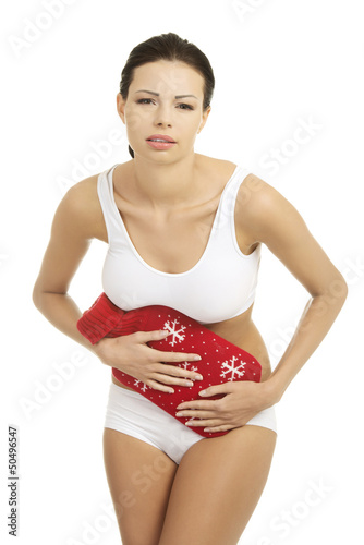 Photo: Woman with belly pain Woman with belly pain