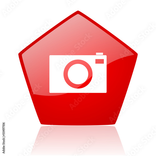 Illustration: camera red web glossy icon camera red web glossy icon