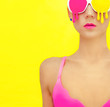 bright girl in exclusive colorful glasses