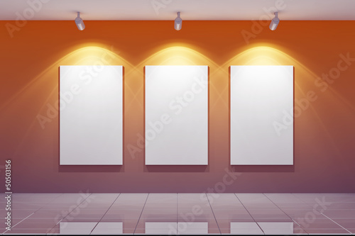 Illustration: 3D Empty gallery wall 3D Empty gallery wall