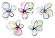 abstract watercolor flowers, vector set