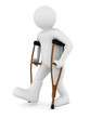 man on crutches on white background. Isolated 3D image