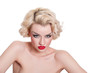 Smouldering retro blond vamp  - isolated on white