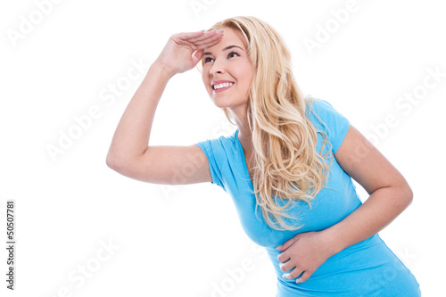 Photo: Future - junge blonde Frau - isoliert - Überblick Future - junge blonde Frau - isoliert - Überblick