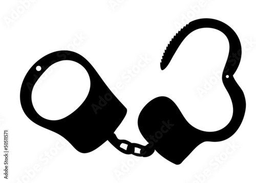 Vector: handcuffs silhouettes vector illustration on white background handcuffs silhouettes vector illustration on white background