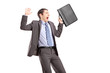 Shocked businessman gesturing fear