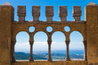 Arabian style arches of Pena Palace in Sintra, Portugal