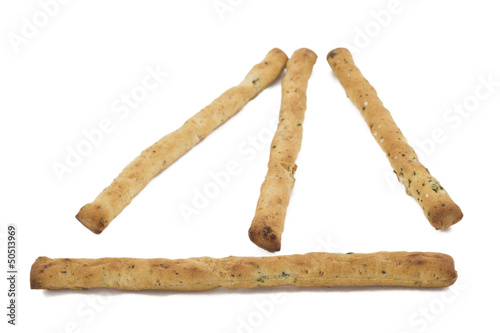 Photo: grissini sticks isolated on white background grissini sticks isolated on white background