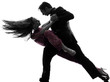 couple man woman ballroom dancers tangoing  silhouette