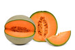 orange cantaloupe melon isolated on white background
