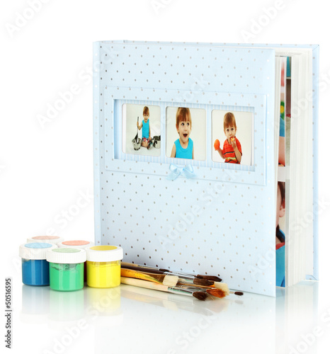 Photo: Baby photo album isolated on white Baby photo album isolated on white