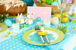Serving Easter table close-up