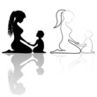 Vector: Silhouettes of mother and the child. Silhouettes of mother and the child.