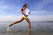 beauty girl run on beach