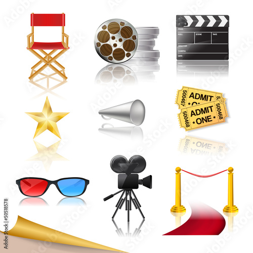 Vector: set of detailed cinema icons set of detailed cinema icons