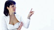 Beautiful woman showing hand gesture
