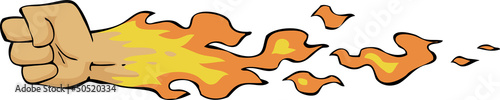 Vector: Fire fist on a white background vector illustration Fire fist on a white background vector illustration
