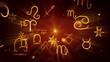 shining zodiac symbols loop background