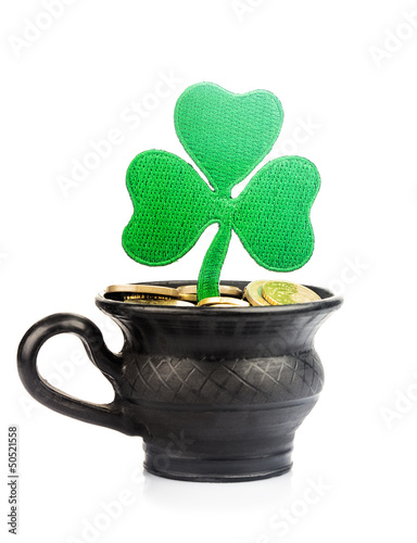 Photo: Pot with golden coins Pot with golden coins