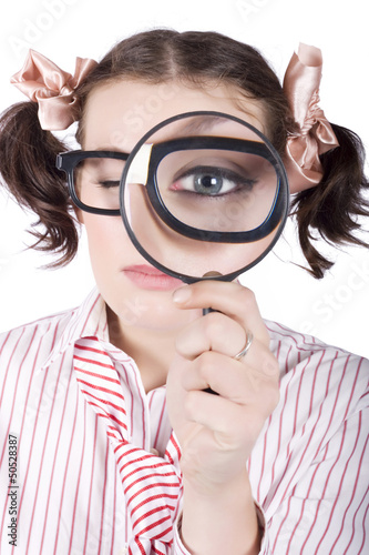 Photo: Watchful Business Woman Performing System Audit Watchful Business Woman Performing System Audit