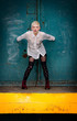 Pretty young female in urban scene portrait