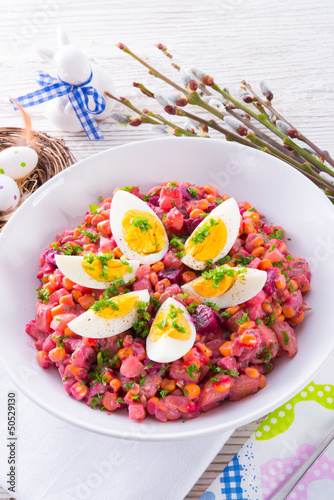 Photo: Red beet salad with egg Red beet salad with egg
