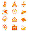 Amusement park or funfair attraction red-orange icon-set