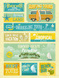 Vintage summer holidays and beach advertisements.