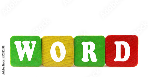 Photo: isolated text in wooden building blocks isolated text in wooden building blocks