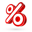 3D Sale Percent Sign Red/White