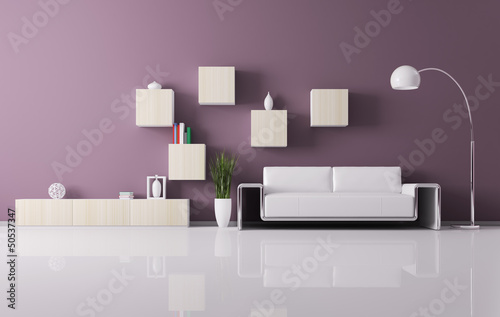 Illustration: Interior of living room with white sofa 3d render Interior of living room with white sofa 3d render